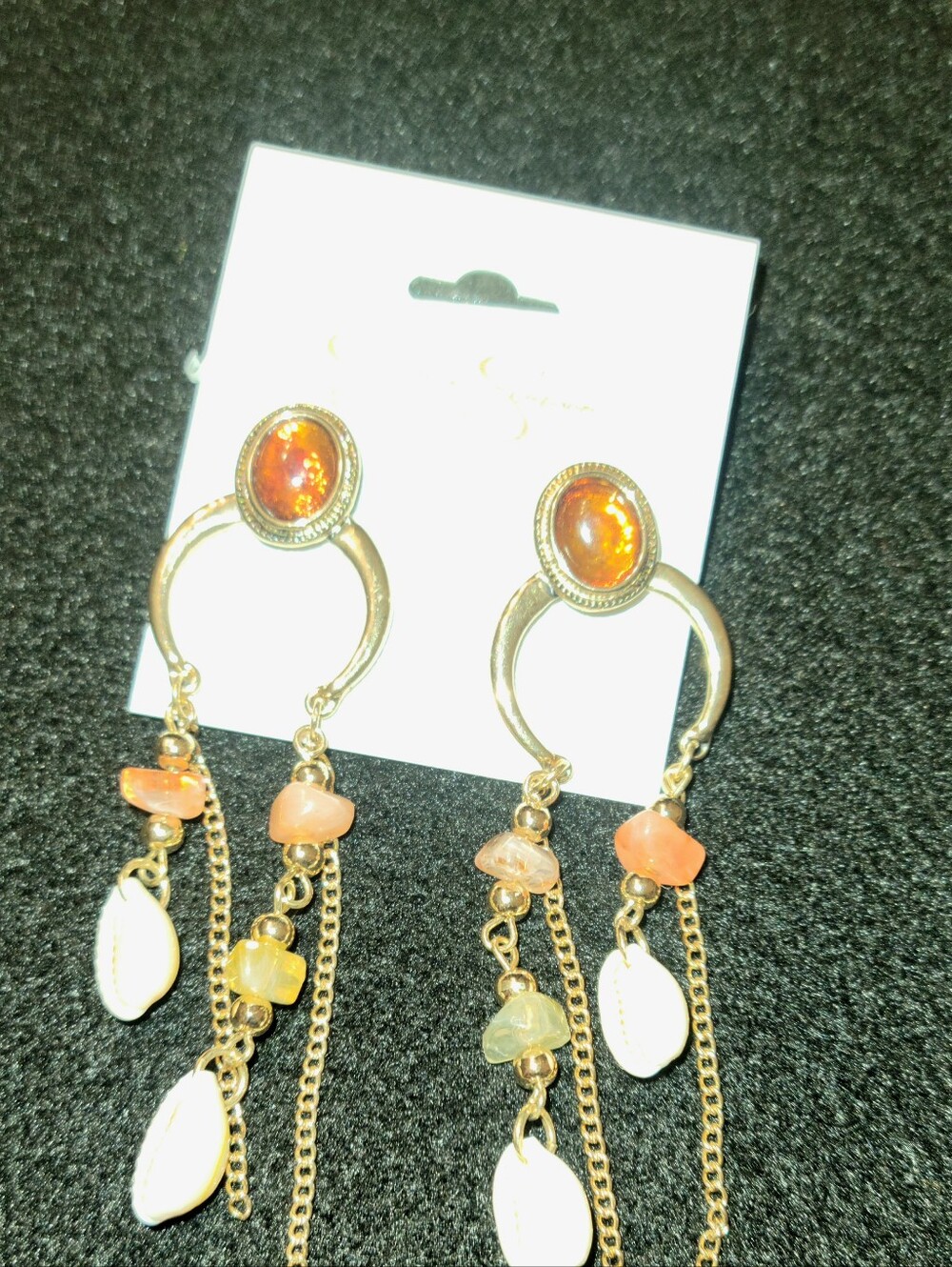 Jessica Simpson Gold-Tone Orange Beaded Dangle Earrings
